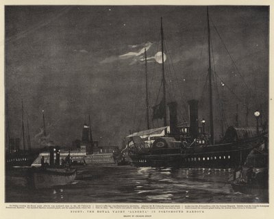 Natt, Royal Yacht Alberta i Portsmouth Harbor av Charles Edward Dixon