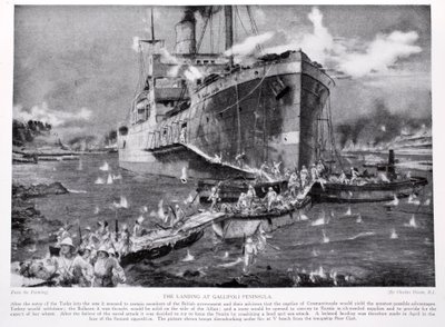 The Landing at Gallipoli Peninsula, illustrasjon fra 