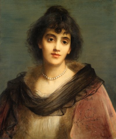 Mrs Pat Campbell som The Second Mrs. Tanqueray (olje på lerret) av Charles Edward Halle