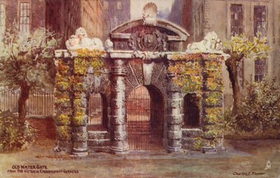 Old Water Gate fra Victoria Embankment Gardens i London av Charles Edwin Flower