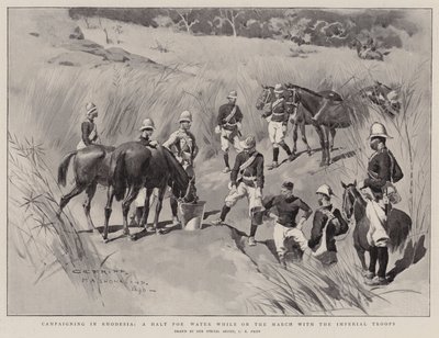 Kampanjer i Rhodesia, et stopp for vann mens du er på mars med de keiserlige troppene av Charles Edwin Fripp