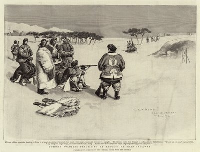 Kinesiske soldater øver ved mål ved Shan-Hai-Kwan av Charles Edwin Fripp