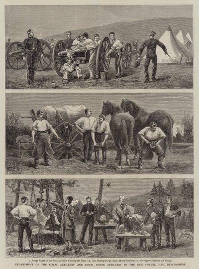 Leir av Royal Artillery og Royal Horse Artillery i New Forest, Hay, Breconshire av Charles Edwin Fripp