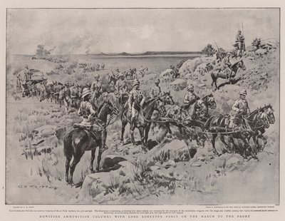 Howitzer-ammunisjonssøyler med Lord Roberts styrke på frontmarsjen av Charles Edwin Fripp