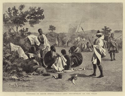Skisser i Sør-Afrika, Fingo Levy Encampment på Veldt av Charles Edwin Fripp