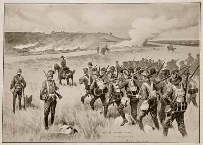The City of London Imperial Volunteers støtter general Hamiltons venstre flanke i aksjonen ved Doornkop den 29. mai 1900 av Charles Edwin Fripp