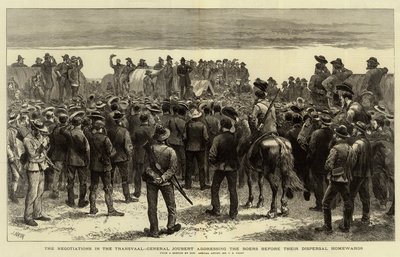 Forhandlingene i Transvaal, general Joubert henvendte seg til boerne før de ble spredt hjemover av Charles Edwin Fripp
