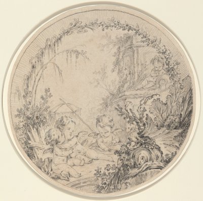 Tre putti med fiskenett av Charles Eisen