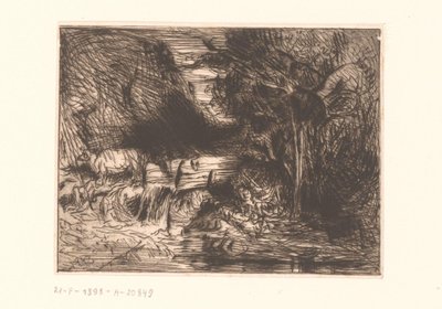 Landskap med ku og vassdrag av Charles Emile Jacque (attributed to)