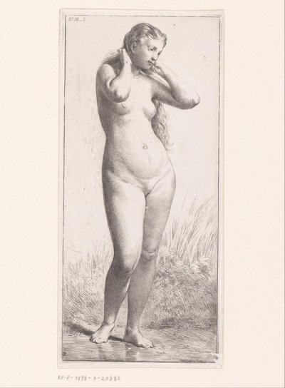 stående naken kvinne av Charles Emile Jacque (attributed to)