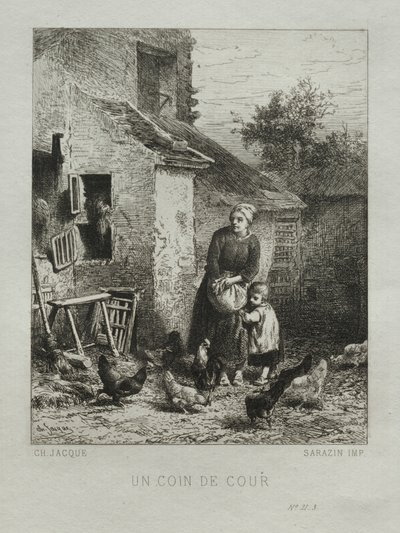 Et hjørne av gården av Charles Emile Jacque