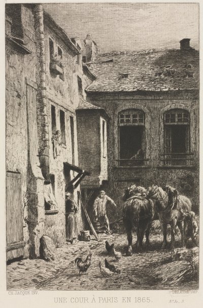En gårdsplass i Paris av Charles Emile Jacque