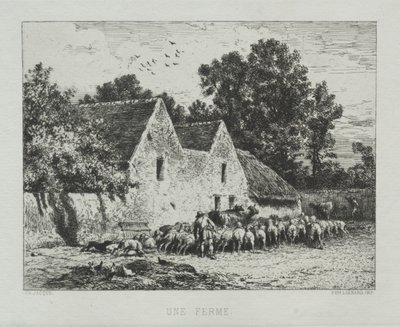 Et gårdshus. av Charles Emile Jacque