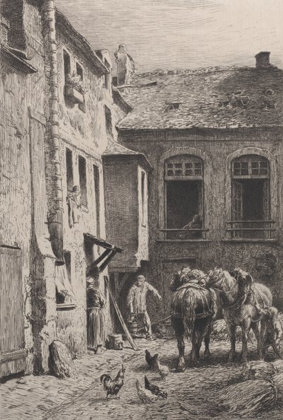 En gårdsplass i Paris i 1865. av Charles Emile Jacque