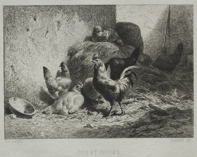 Hane og høner av Charles Emile Jacque