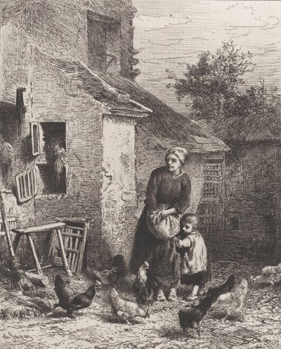 Hjørne av gårdsplassen, 1864. av Charles Emile Jacque