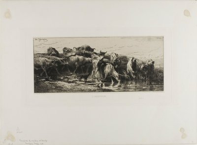 Kyr som drikker av Charles Emile Jacque