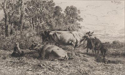 Hollandske kyr, 1864. av Charles Emile Jacque