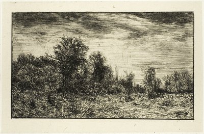 Edge of a Wood, under skyet himmel av Charles Emile Jacque