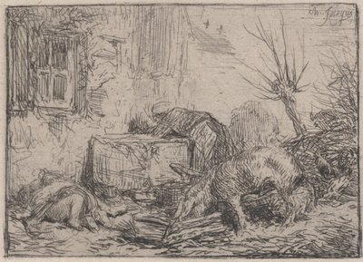 Gårdstun, ca. 1845. av Charles Emile Jacque