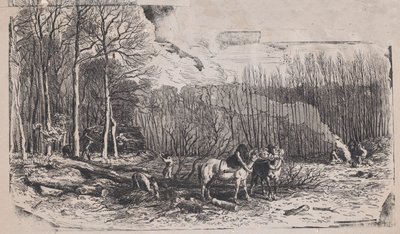februar fra Album of Rustic Subjects, 1859. av Charles Emile Jacque