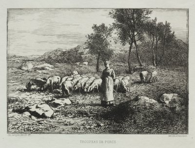 Svineflokk, 1868. av Charles Emile Jacque