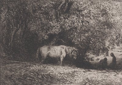 Hest under en tregren, 1846. av Charles Emile Jacque
