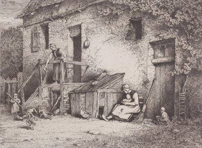 Foran huset, 1845. av Charles Emile Jacque