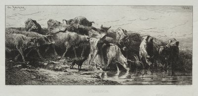 Vanningsplassen av Charles Emile Jacque