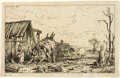 Landskap med uhengt vogn av Charles Emile Jacque