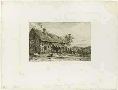 Landskap med Bondebolig av Charles Emile Jacque