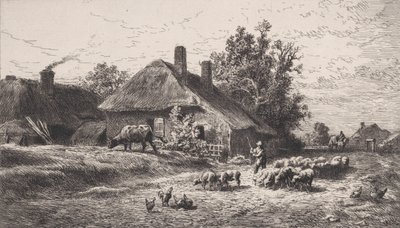 The Hamlet, 1867. av Charles Emile Jacque