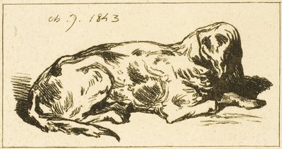Løgnende hund av Charles Emile Jacque