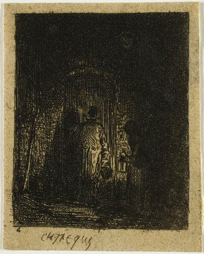 Mann og kvinne med lykter av Charles Emile Jacque