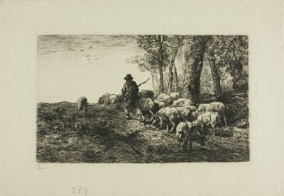 Mann med griseflokk av Charles Emile Jacque