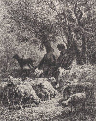 Pastoral scene, 1864. av Charles Emile Jacque
