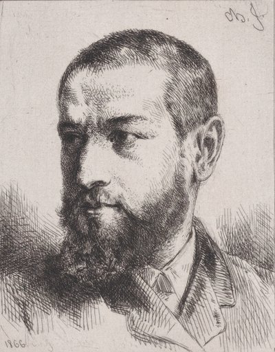 Portrett av J.J. Guiffrey, 1866. av Charles Emile Jacque