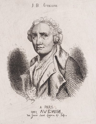 Portrett av J.B. Greuze, 1800-tallet. av Charles Emile Jacque