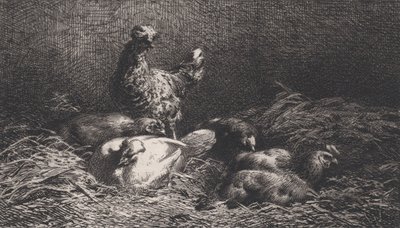 Høner, 1867. av Charles Emile Jacque
