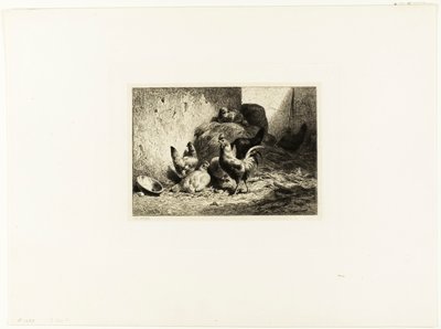 Hane og høner av Charles Emile Jacque