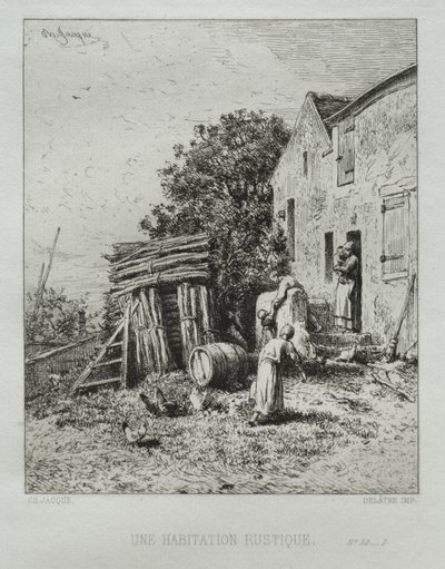 Rustikk hus av Charles Emile Jacque