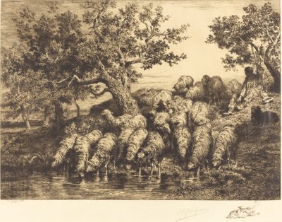 Sauer på vanningsplassen av Charles Emile Jacque