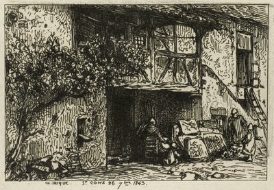 Trapper foran et hus av Charles Emile Jacque