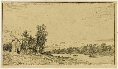 Bankene til en elv av Charles Emile Jacque