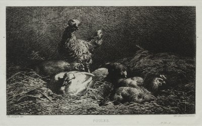 Kyllingene. av Charles Emile Jacque