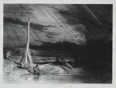 Fiskeren, regnvær av Charles Emile Jacque