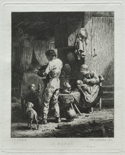 The Repas. av Charles Emile Jacque