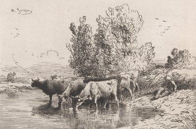 The Trough, 1864. av Charles Emile Jacque
