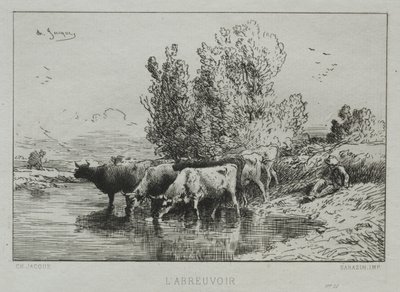 Vanningsplassen av Charles Emile Jacque