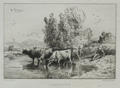 Vanningsplassen. av Charles Emile Jacque